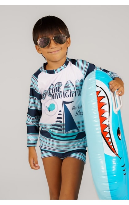 Conjunto Uv50+ Original Infantil Praia Roblox